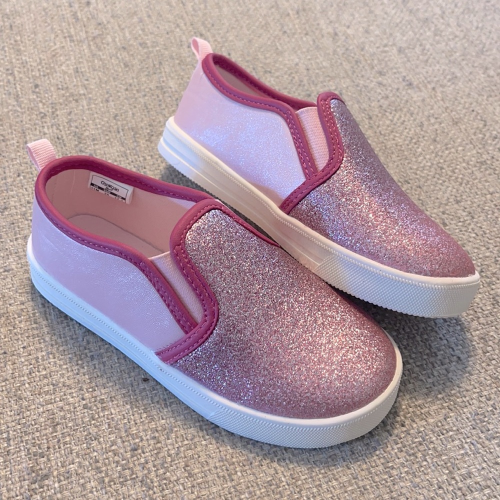 OshKosh Girls size 11 pink sparkle slip-on shoes